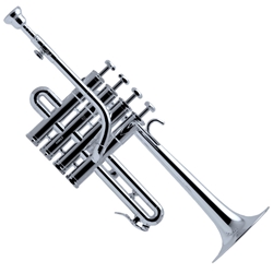 SCHILKEP54 Piccolo Bb/A Trumpet, Silver-Plated, .450" Bore, 4 Valve,1-Piece Beryllium #8 Bell, Cornet A/Bb Reciever, Case